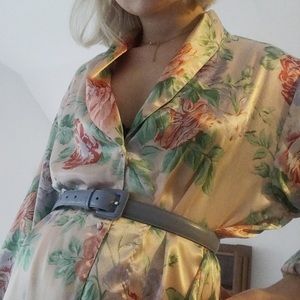 CLEARANCE pink pastel floral print silk robe